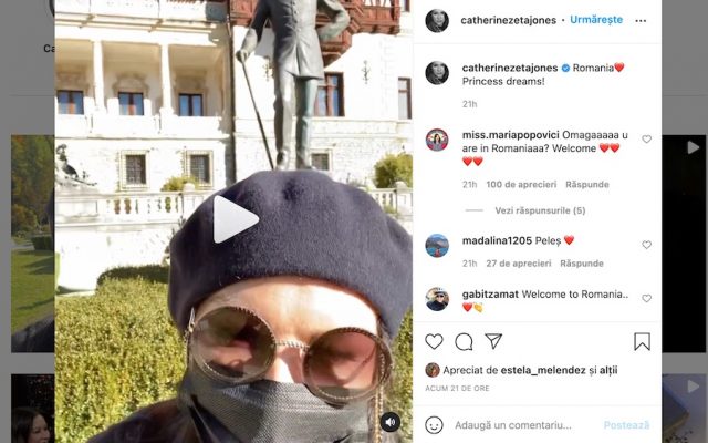 „Dacă aș fi o prințesă”…Catherine Zeta-Jones s-a filmat în fața Castelului Peleș din Sinaia (VIDEO)