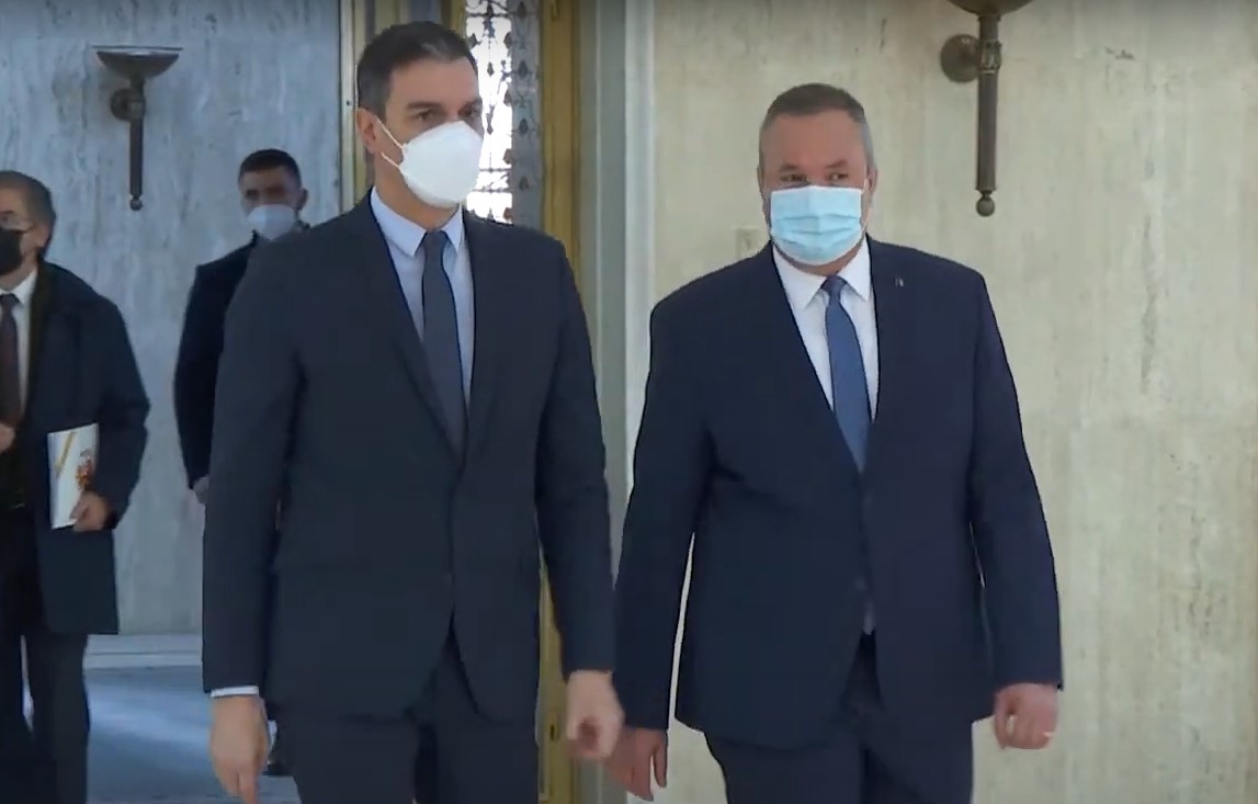 Premierul Spaniei, Pedro Sanchez, a fost primit la Palatul Victoria de Nicolae Ciucă (Video)