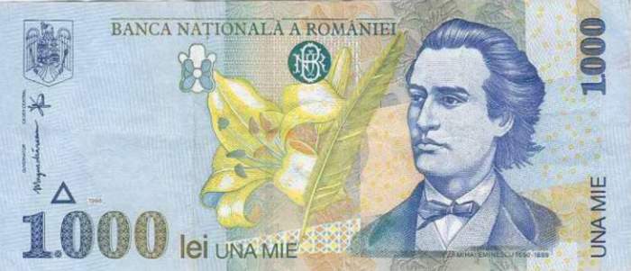 Cu cât se vinde bancnota de 1.000 de lei cu Mihai Eminescu