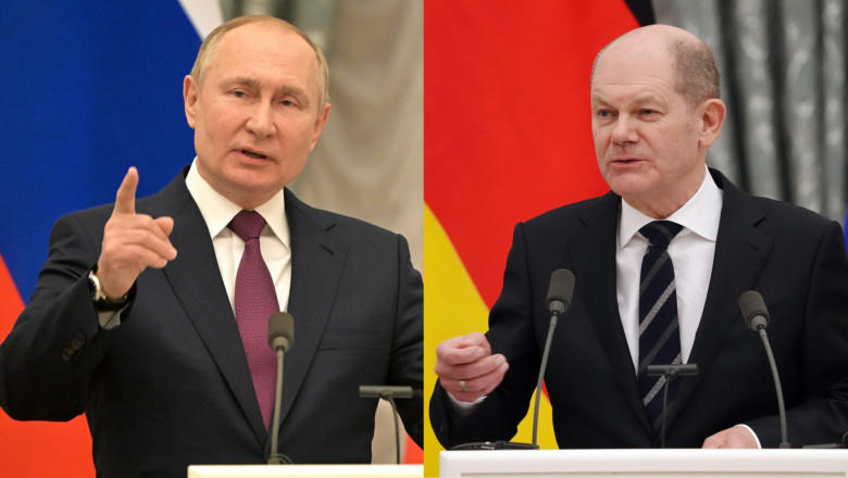 Discuție între Olaf Scholz și Vladimir Putin timp de o oră, vineri. Poziția Germaniei este „distructivă”, spune Putin