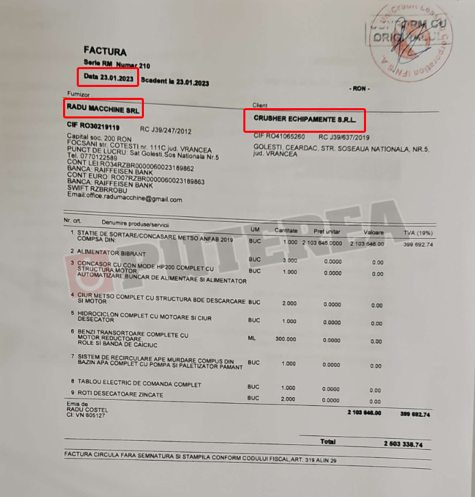 factura radu macchine unicredit