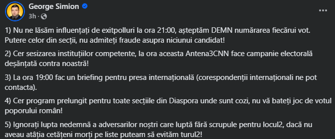 mesajul lui George Simion