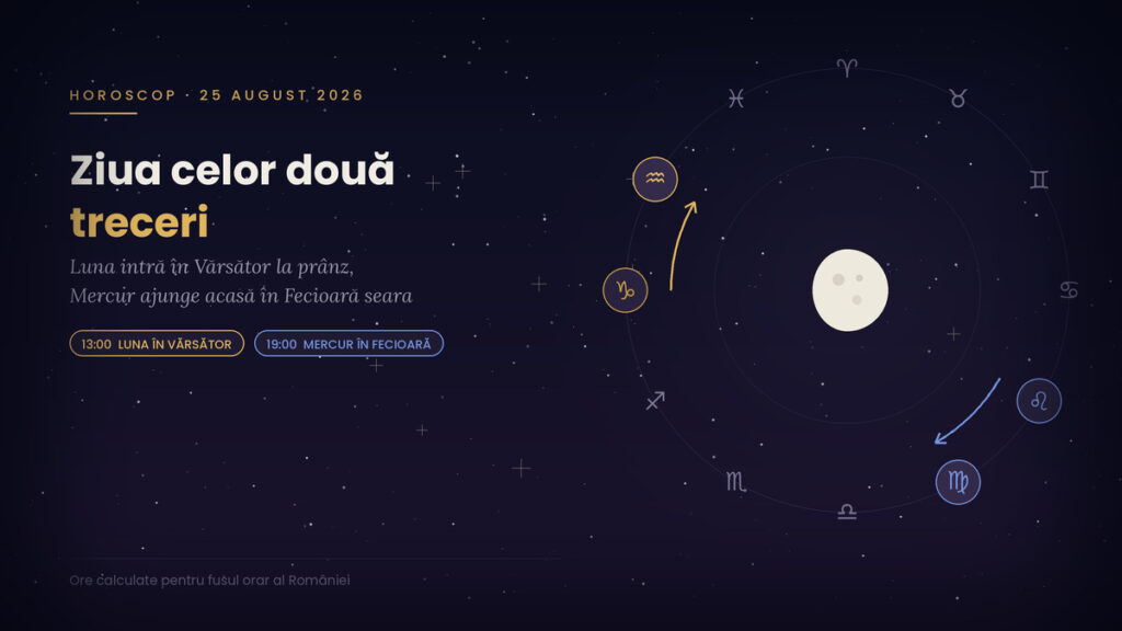 Horoscop 25 august 2026: ziua în care două planete își schimbă semnul