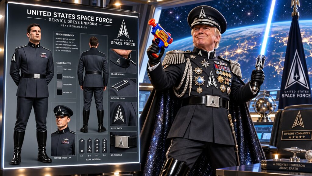Trump vrea uniforme nazistoide pentru militarii americani din spațiu. Modelul, copiat dintr-o satiră despre fascism