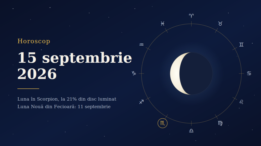Horoscop 15 septembrie 2026: Luna în Scorpion aduce claritate după Luna Nouă din Fecioară
