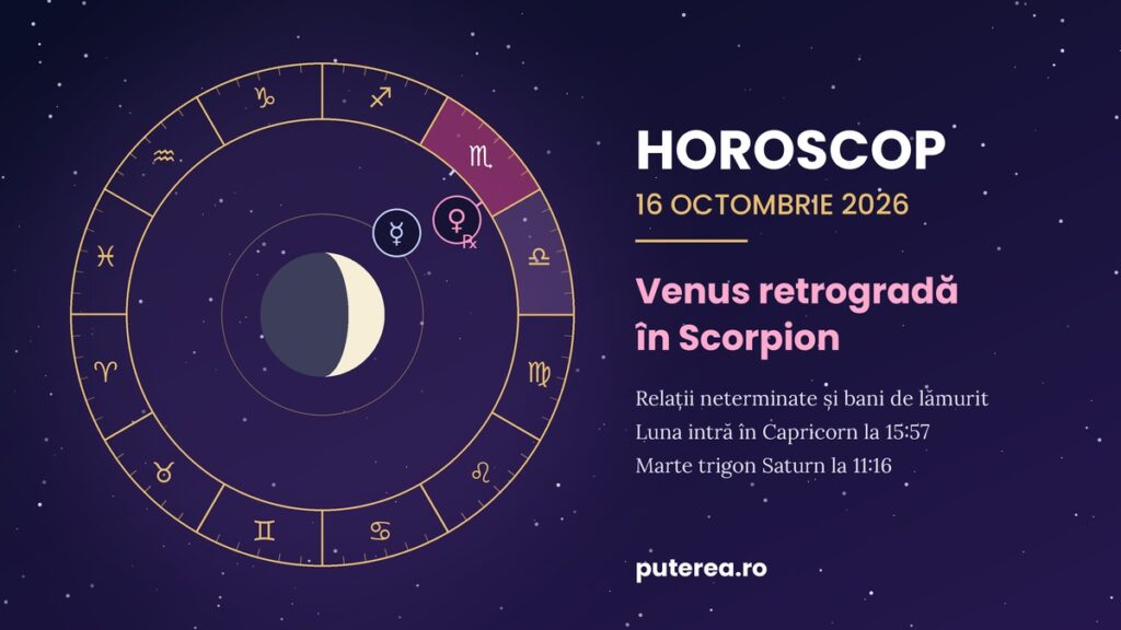 Horoscop 16 octombrie 2026 Relațiile neterminate și banii nelămuriți revin în prim-plan pentru aceste zodii